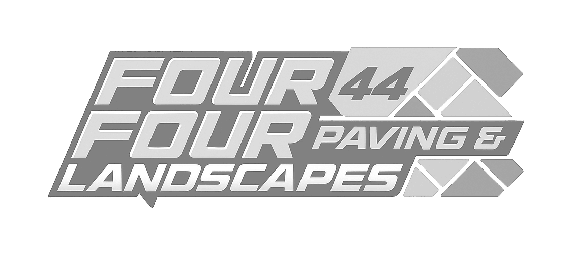 four four paving & landscapes logo upscaled transparent light greyscale